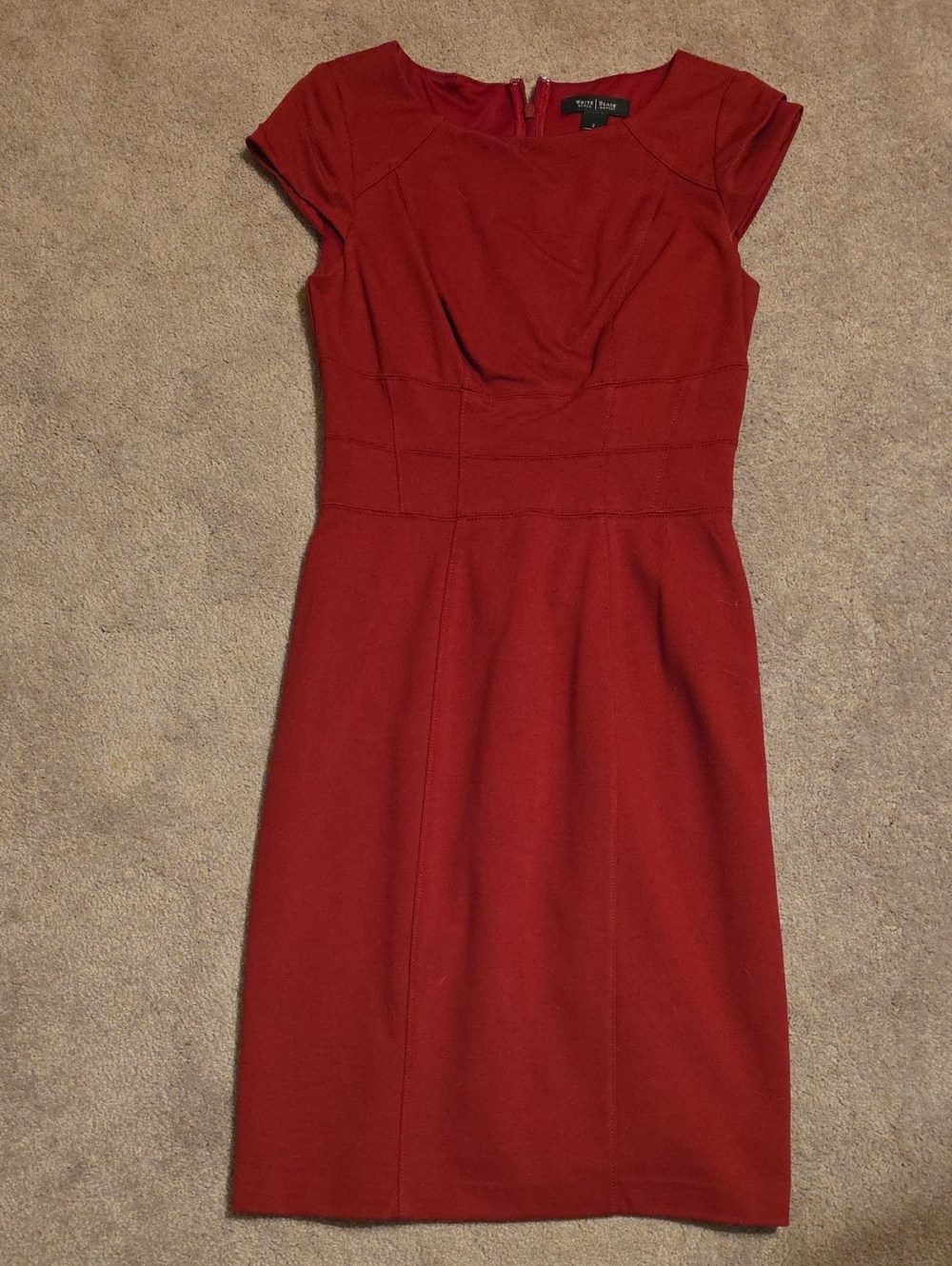 White house black market Crimson Cap-Sleeve Midi Sheath Dress
